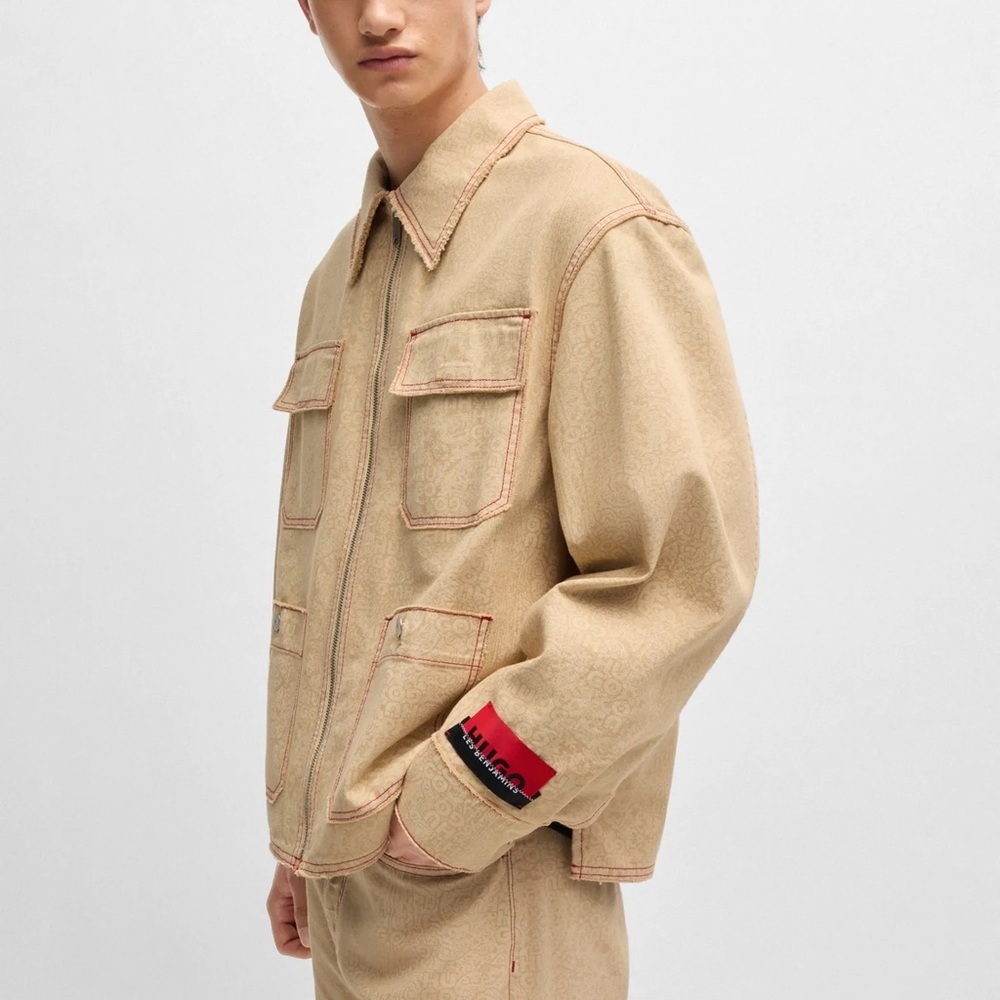 HUGO X LES BENJAMINS RELAXED-FIT JACKET WITH ALL-OVER PRINT - Picture 3 of 15